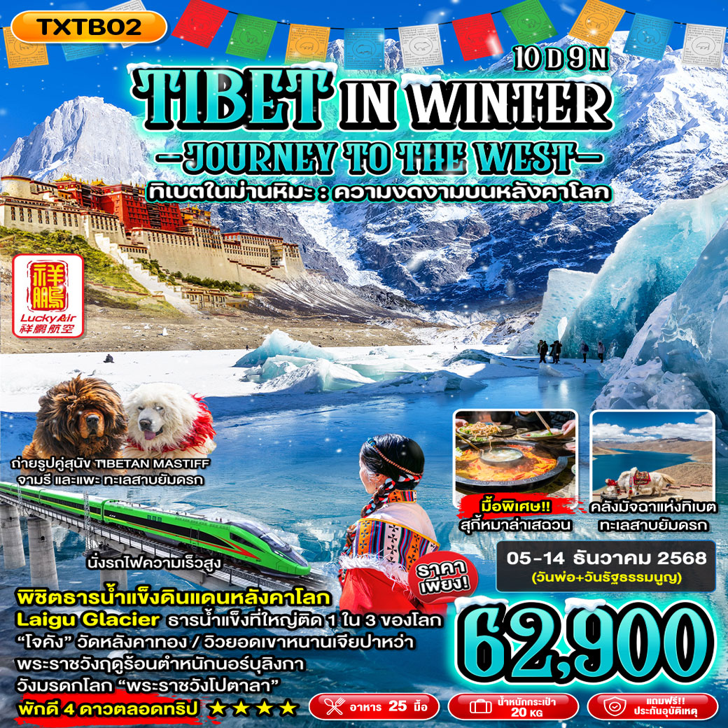 ทัวร์ทิเบต TIBET IN WINTER JOURNEY TO THE WEST 10วัน 9คืน (8L)